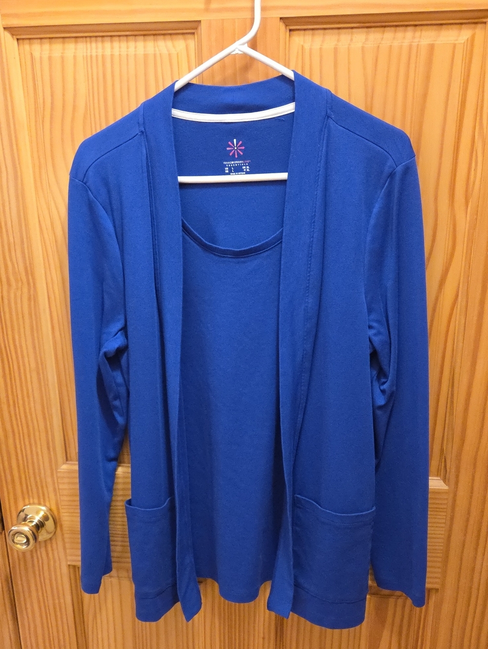 Isaac Mizrahi Royal Blue Open-Front Cardigan and Tank Set